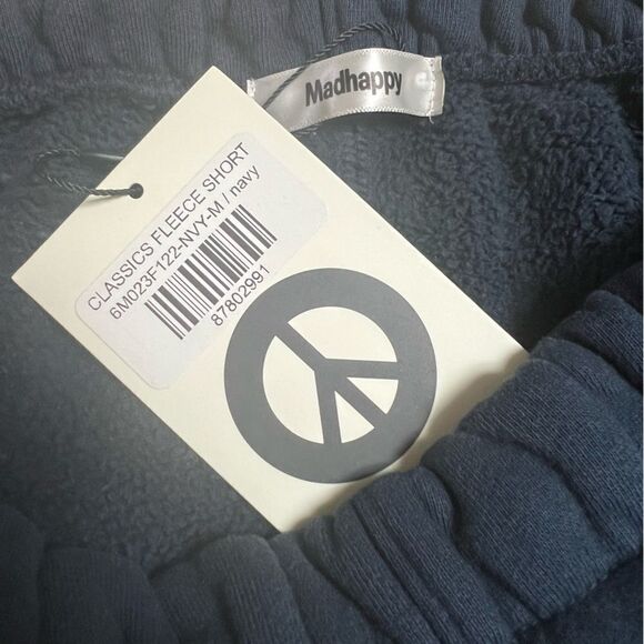 Madhappy Classic Cotton Unisex Pullover Shorts Navy Medium NEW - Picture 5 of 5